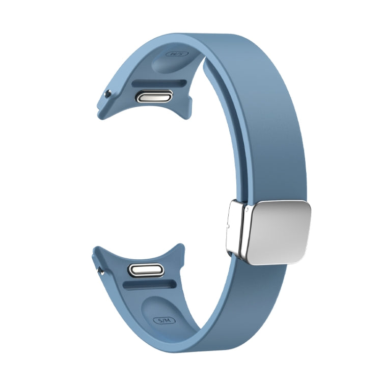 For Samsung Galaxy Watch 6 Magnetic Folding Silver Buckle Silicone Watch Band(Blue) by bashfashion