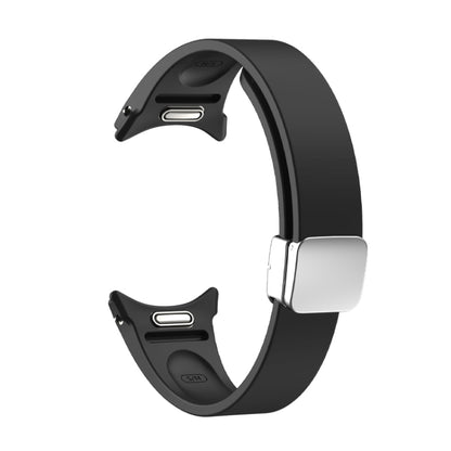 For Samsung Galaxy Watch 6 Magnetic Folding Silver Buckle Silicone Watch Band(Black) by bashfashion