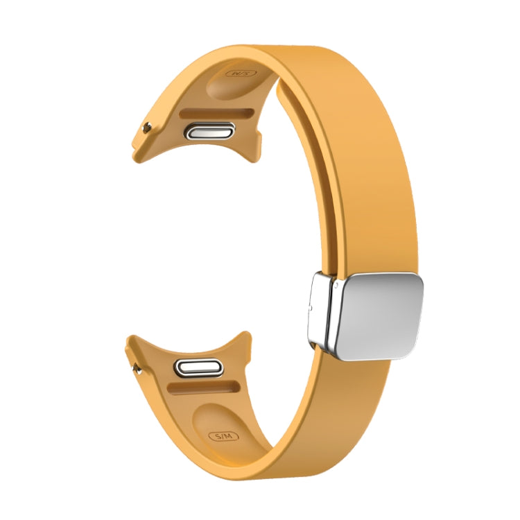 For Samsung Galaxy Watch 6 Magnetic Folding Silver Buckle Silicone Watch Band(Yellow) by bashfashion