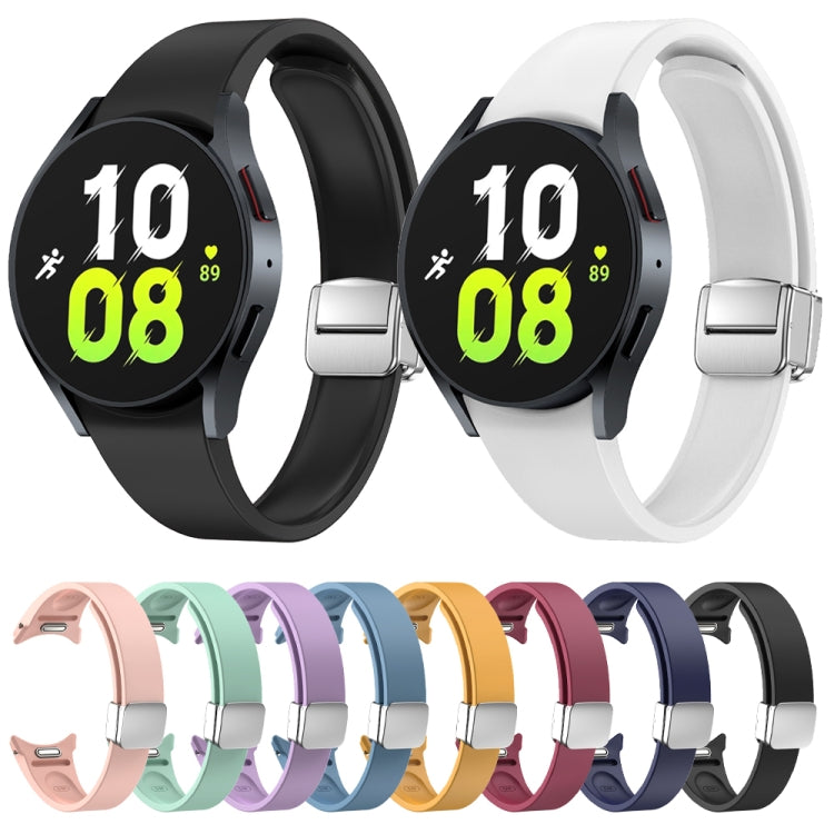 For Samsung Galaxy Watch 6 Magnetic Folding Silver Buckle Silicone Watch Band(Yellow) by bashfashion