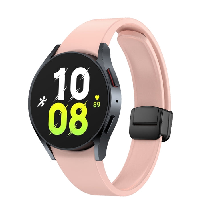 For Samsung Galaxy Watch 6 Magnetic Folding Black Buckle Silicone Watch Band(Pink) by bashfashion