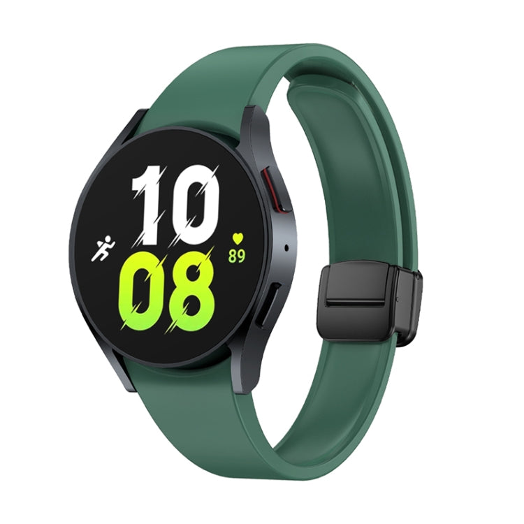 For Samsung Galaxy Watch 6 Magnetic Folding Black Buckle Silicone Watch Band(Army Green) by bashfashion