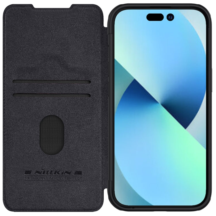 For iPhone 15 Plus NILLKIN QIN Series Pro Sliding Camera Cover Design Leather Phone Case(Black) by NILLKIN