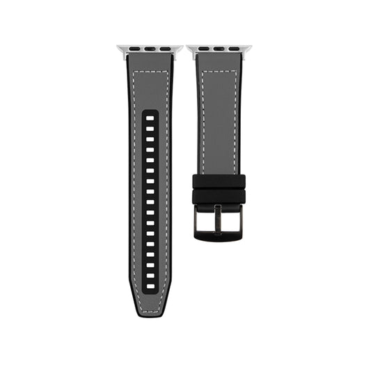 For Apple Watch Series 6 40mm Hybrid Leather Silicone Watch Band(Grey) by bashfashion