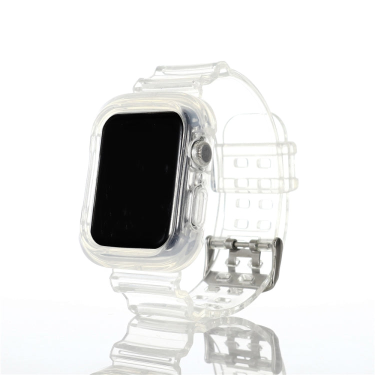 For Apple Watch Series 7 45mm / 6 & SE & 5 & 4 44mm / 3 & 2 & 1 42mm Transparent TPU Integrated Watch Band by bashfashion
