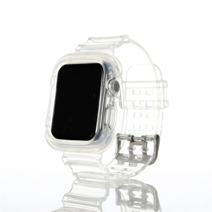 For Apple Watch Series 7 45mm / 6 & SE & 5 & 4 44mm / 3 & 2 & 1 42mm Transparent TPU Integrated Watch Band by bashfashion