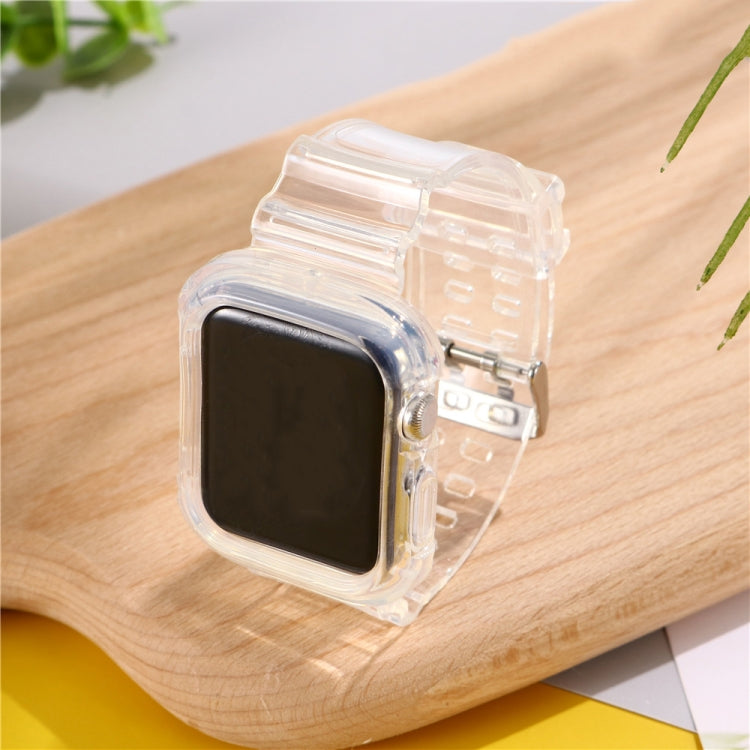 For Apple Watch Series 7 45mm / 6 & SE & 5 & 4 44mm / 3 & 2 & 1 42mm Transparent TPU Integrated Watch Band by bashfashion