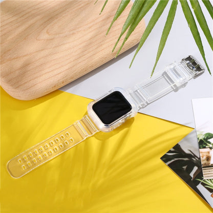 For Apple Watch Series 7 45mm / 6 & SE & 5 & 4 44mm / 3 & 2 & 1 42mm Transparent TPU Integrated Watch Band by bashfashion