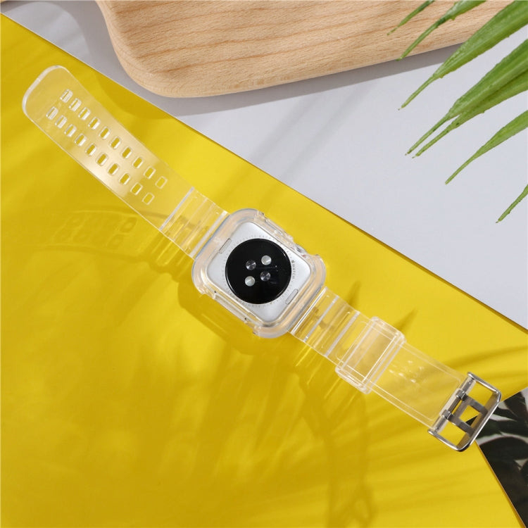 For Apple Watch Series 7 45mm / 6 & SE & 5 & 4 44mm / 3 & 2 & 1 42mm Transparent TPU Integrated Watch Band by bashfashion