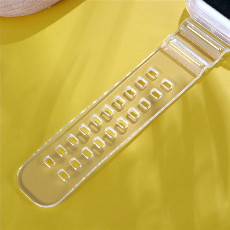 For Apple Watch Series 7 45mm / 6 & SE & 5 & 4 44mm / 3 & 2 & 1 42mm Transparent TPU Integrated Watch Band by bashfashion