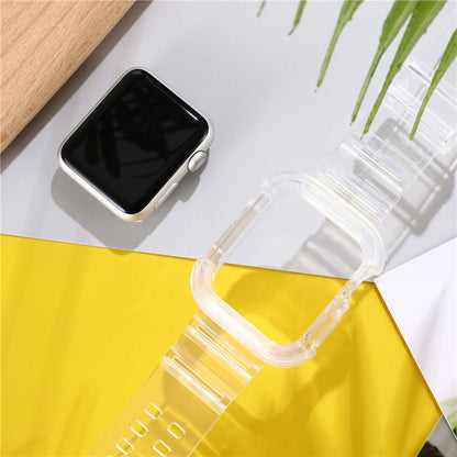 For Apple Watch Series 7 45mm / 6 & SE & 5 & 4 44mm / 3 & 2 & 1 42mm Transparent TPU Integrated Watch Band by bashfashion