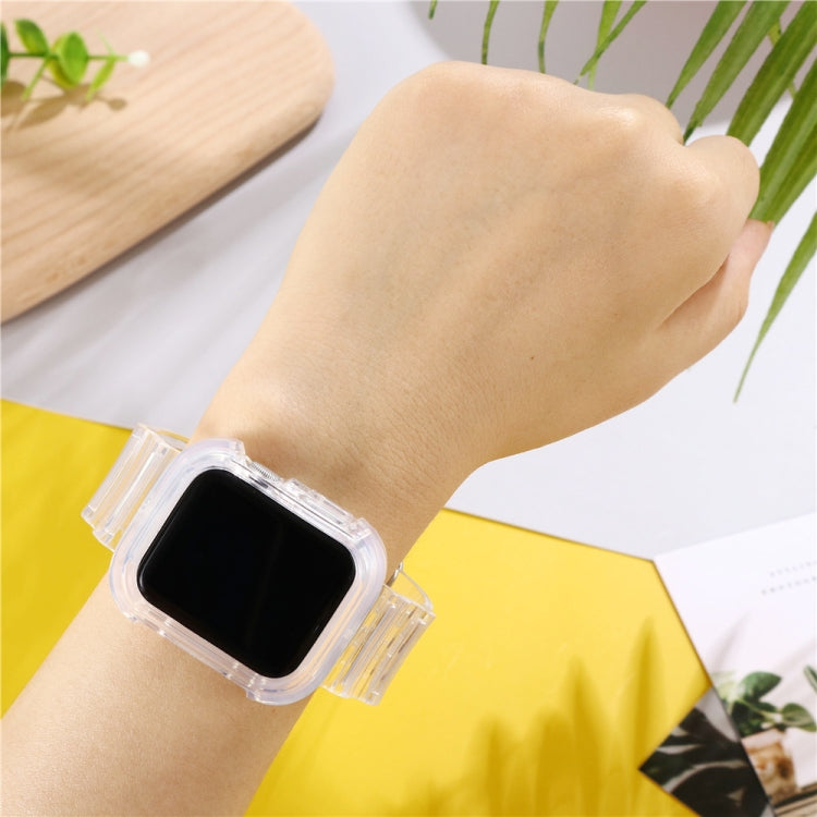 For Apple Watch Series 7 45mm / 6 & SE & 5 & 4 44mm / 3 & 2 & 1 42mm Transparent TPU Integrated Watch Band by bashfashion