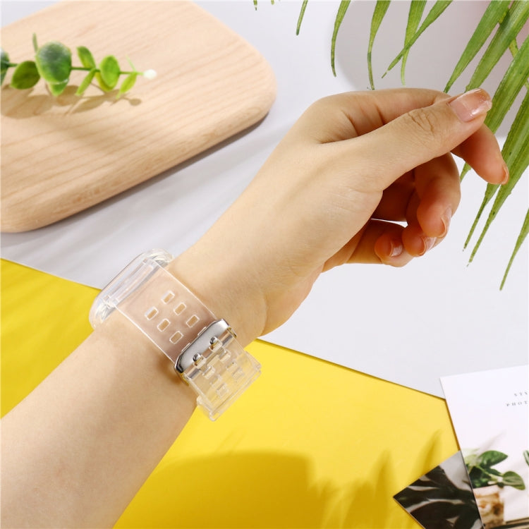 For Apple Watch Series 7 45mm / 6 & SE & 5 & 4 44mm / 3 & 2 & 1 42mm Transparent TPU Integrated Watch Band by bashfashion