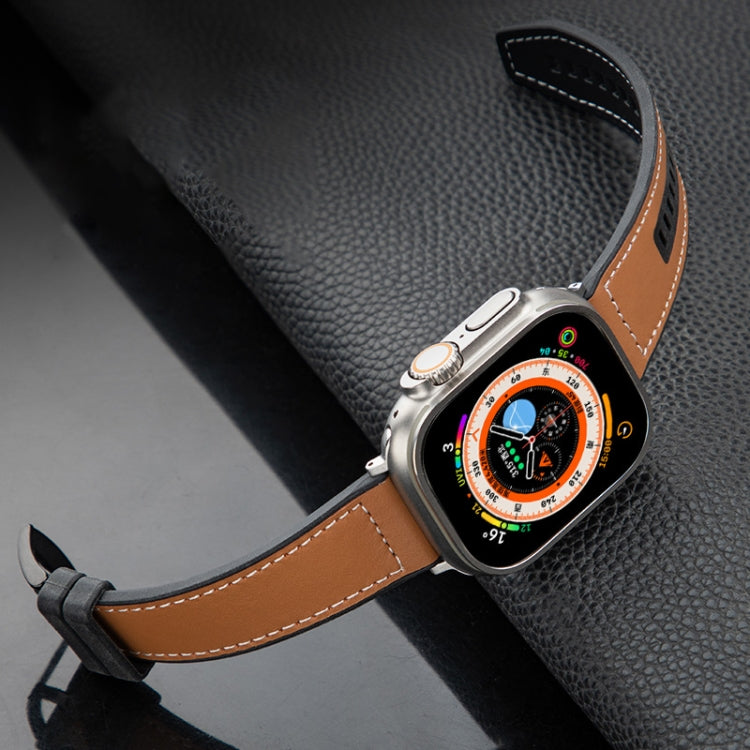 For Apple Watch Series 2 38mm Hybrid Leather Silicone Watch Band(Brown) by bashfashion