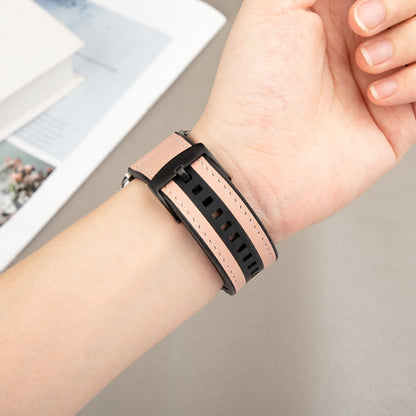 For Apple Watch Series 7 41mm Hybrid Leather Silicone Watch Band(White) by bashfashion