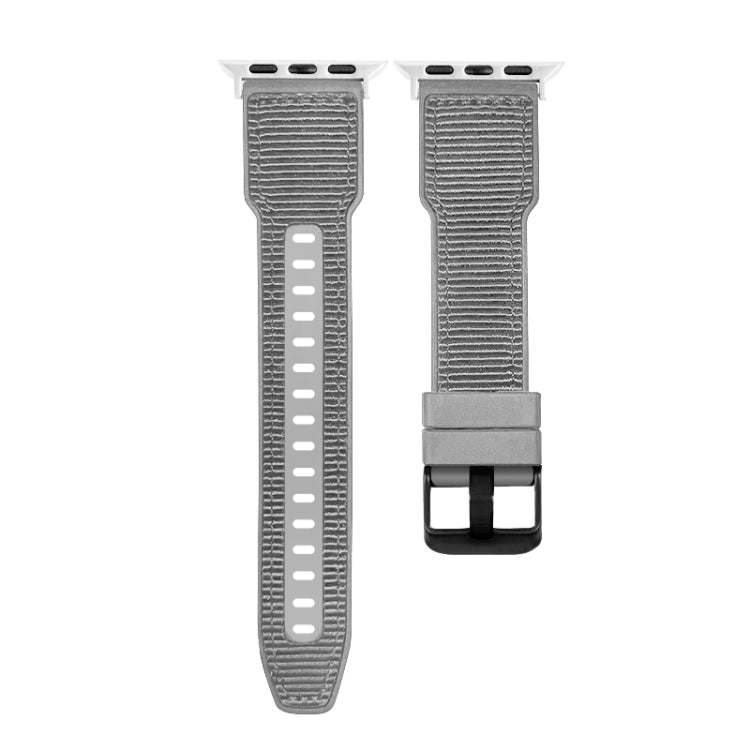 For Apple Watch Series 7 41mm Hybrid Braid Nylon Silicone Watch Band(Grey) by bashfashion