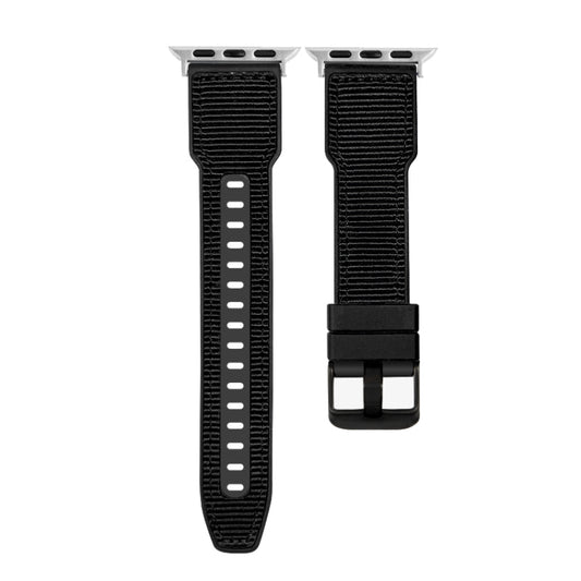 For Apple Watch SE 44mm Hybrid Braid Nylon Silicone Watch Band(Black) by bashfashion