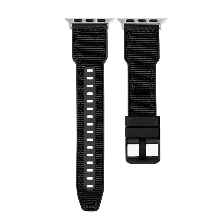 For Apple Watch Series 4 44mm Hybrid Braid Nylon Silicone Watch Band(Black) by bashfashion