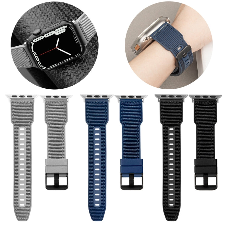 For Apple Watch Ultra 2 49mm Hybrid Braid Nylon Silicone Watch Band(Blue) by bashfashion