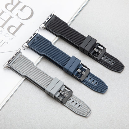 For Apple Watch Series 10 42mm Hybrid Braid Nylon Silicone Watch Band(Grey) by bashfashion
