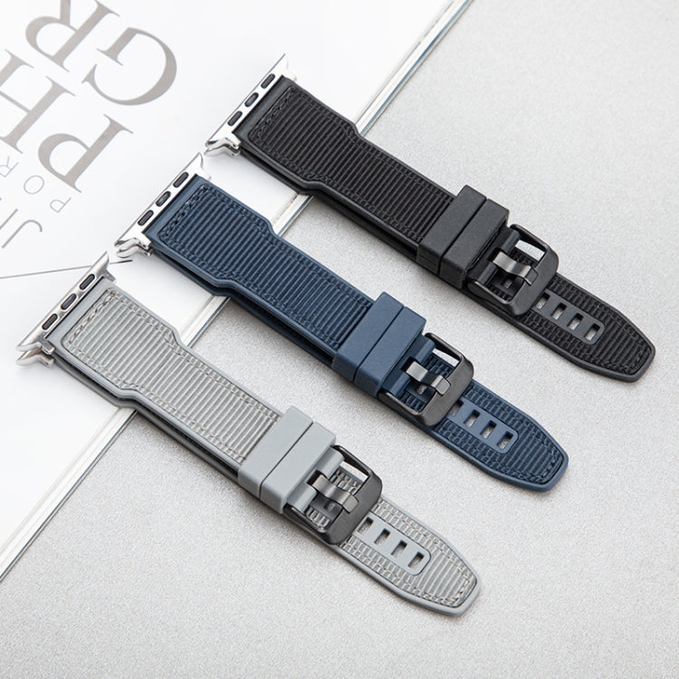 For Apple Watch Series 5 44mm Hybrid Braid Nylon Silicone Watch Band(Grey) by bashfashion