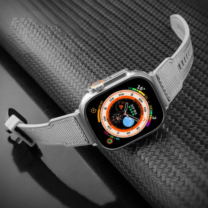For Apple Watch Ultra 49mm Hybrid Braid Nylon Silicone Watch Band(Grey) by bashfashion