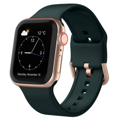 For Apple Watch Series 4 40mm Pin Buckle Silicone Watch Band(Dark Green) by bashfashion