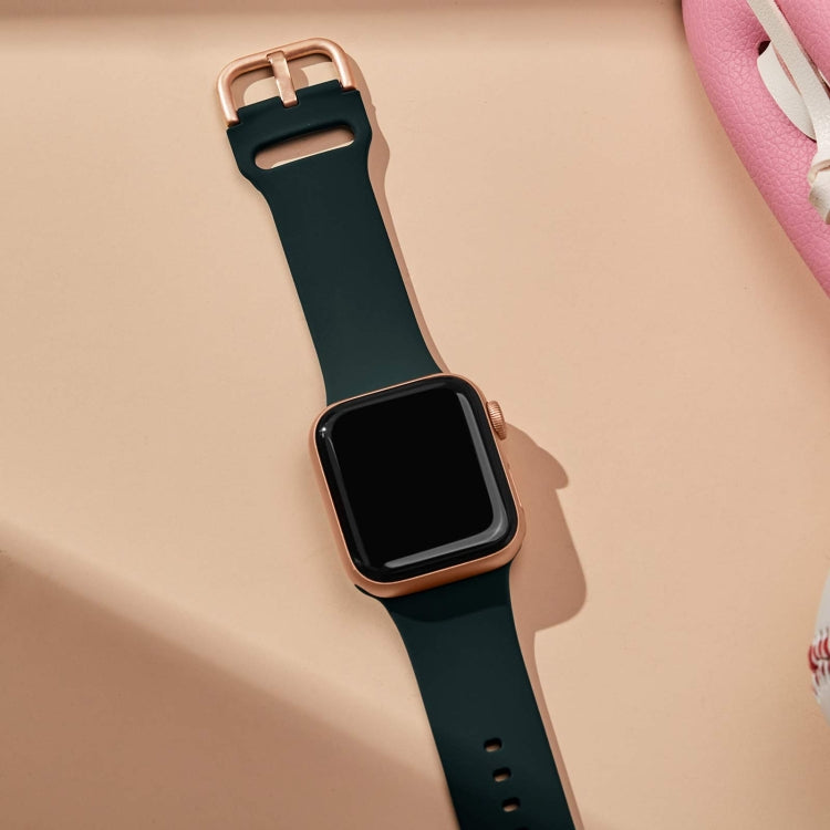For Apple Watch Series 4 40mm Pin Buckle Silicone Watch Band(Dark Green) by bashfashion