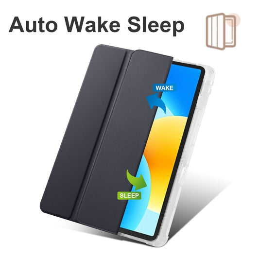 For Huawei MatePad 11.5 2023 3-folding Transparent TPU Smart Leather Tablet Case(Black) by bashfashion