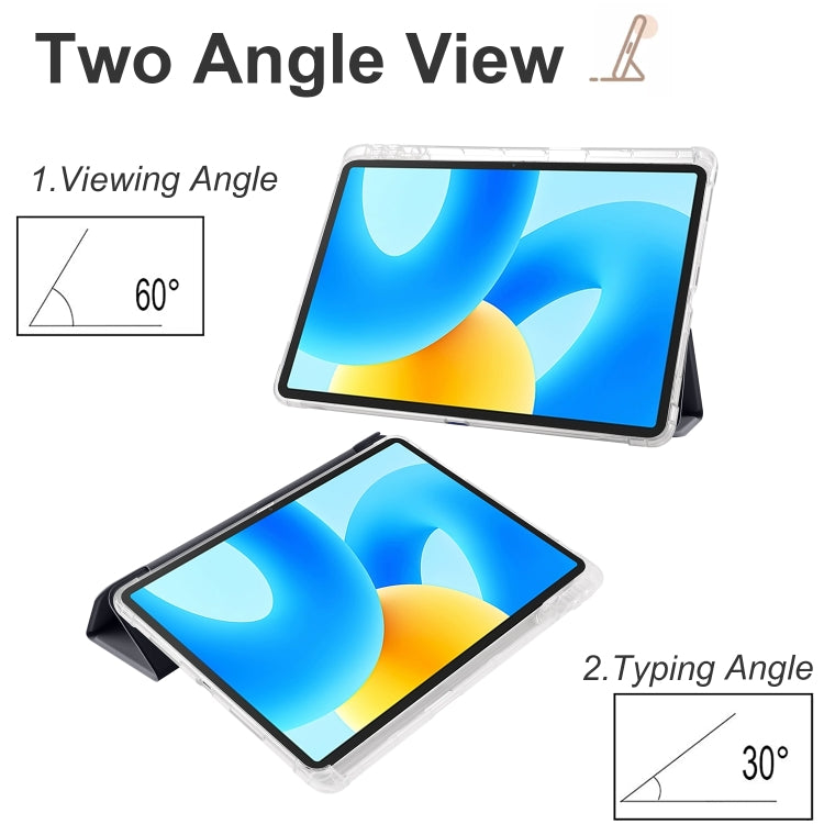 For Huawei MatePad 11.5 2023 3-folding Transparent TPU Smart Leather Tablet Case(Black) by bashfashion