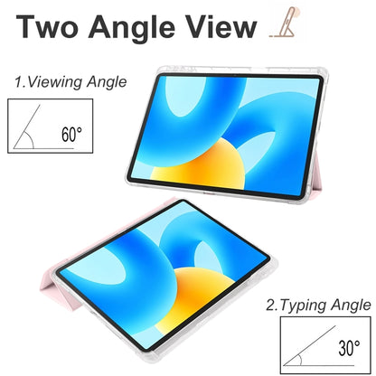 For Huawei MatePad 11.5S 3-folding Transparent TPU Smart Leather Tablet Case(Ice Pink) by bashfashion