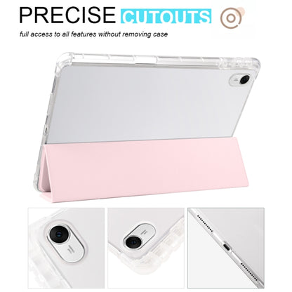 For Huawei MatePad 11.5S 3-folding Transparent TPU Smart Leather Tablet Case(Ice Pink) by bashfashion