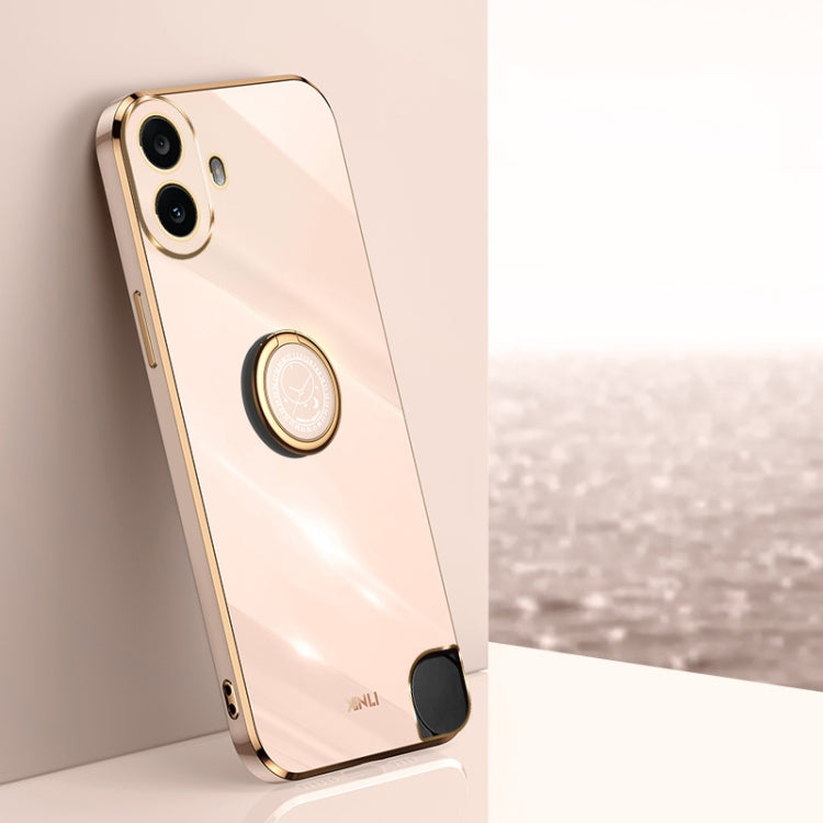 For Nothing CMF Phone 1 XINLI Straight Edge 6D Electroplate TPU Phone Case with Ring Holder(Pink) by XINLI