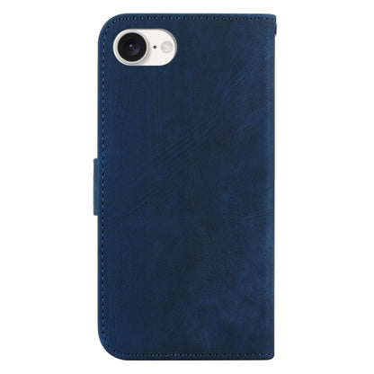 For iPhone 16e Little Tiger Embossed Leather Phone Case(Dark Blue) by bashfashion