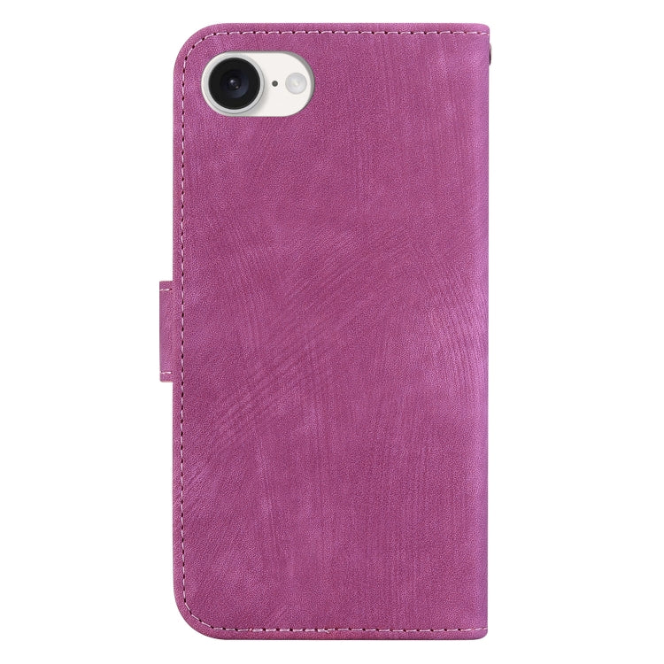 For iPhone 16e Little Tiger Embossed Leather Phone Case(Rose Red) by bashfashion