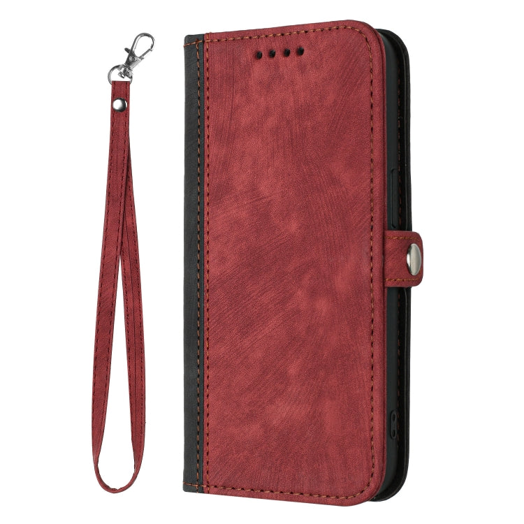 For iPhone 16e Side Buckle Double Fold Hand Strap Leather Phone Case(Red) by bashfashion