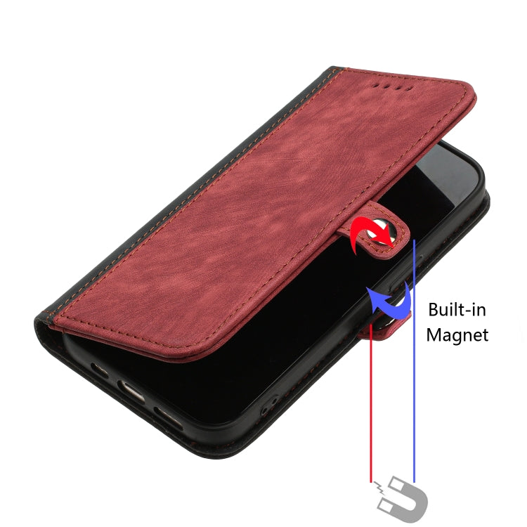 For iPhone 16e Side Buckle Double Fold Hand Strap Leather Phone Case(Red) by bashfashion