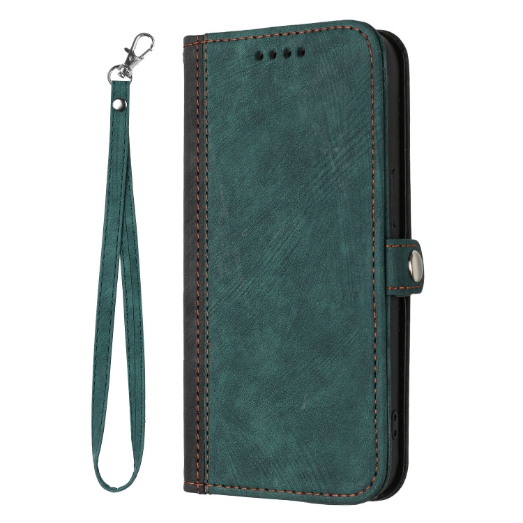 For iPhone 16e Side Buckle Double Fold Hand Strap Leather Phone Case(Dark Green) by bashfashion