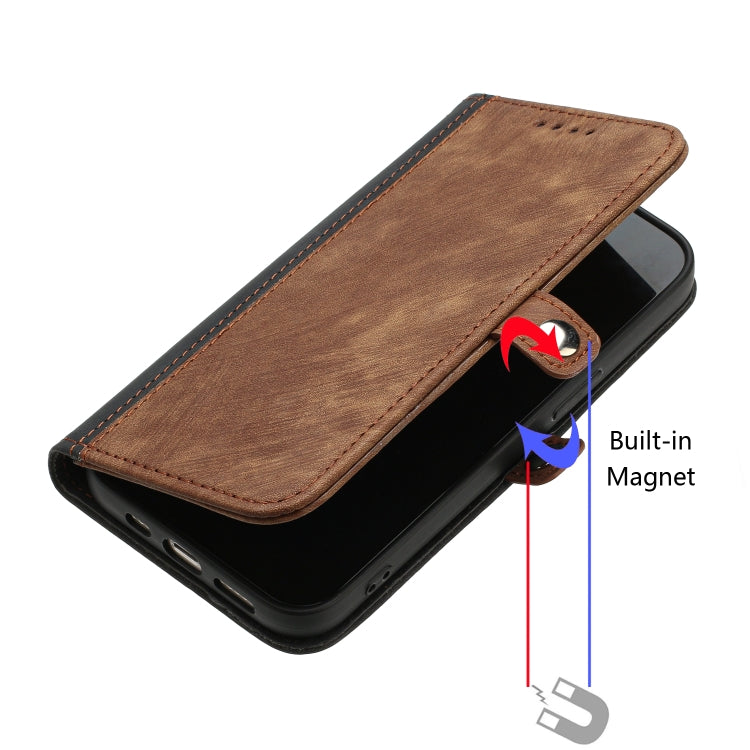 For iPhone 16e Side Buckle Double Fold Hand Strap Leather Phone Case(Brown) by bashfashion