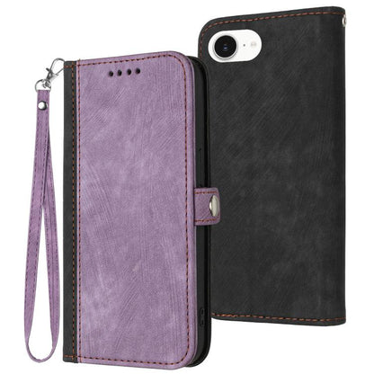 For iPhone 16e Side Buckle Double Fold Hand Strap Leather Phone Case(Purple) by bashfashion