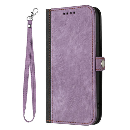 For iPhone 16e Side Buckle Double Fold Hand Strap Leather Phone Case(Purple) by bashfashion