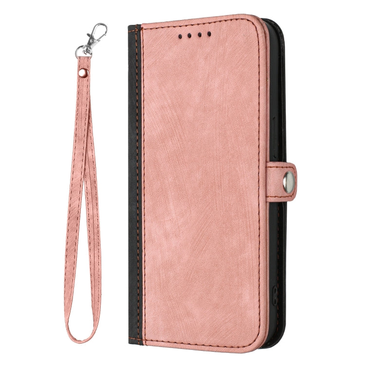 For iPhone 16e Side Buckle Double Fold Hand Strap Leather Phone Case(Pink) by bashfashion
