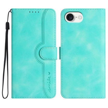 For iPhone 16e Heart Pattern Skin Feel Leather Phone Case(Light Blue) by bashfashion