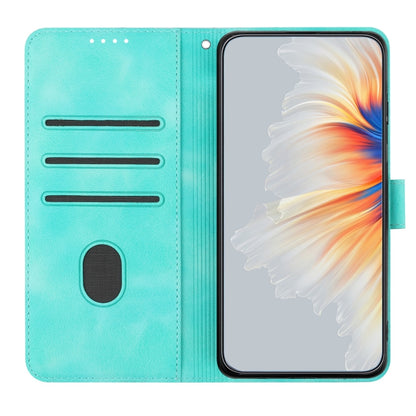 For iPhone 16e Heart Pattern Skin Feel Leather Phone Case(Light Blue) by bashfashion