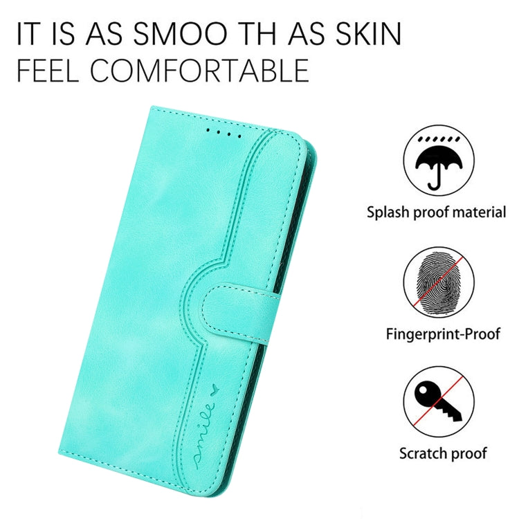 For iPhone 16e Heart Pattern Skin Feel Leather Phone Case(Light Blue) by bashfashion