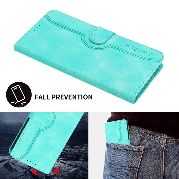 For iPhone 16e Heart Pattern Skin Feel Leather Phone Case(Light Blue) by bashfashion
