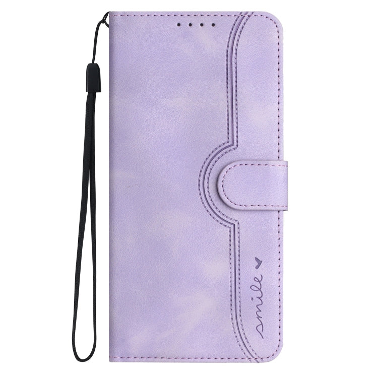 For iPhone 16e Heart Pattern Skin Feel Leather Phone Case(Purple) by bashfashion