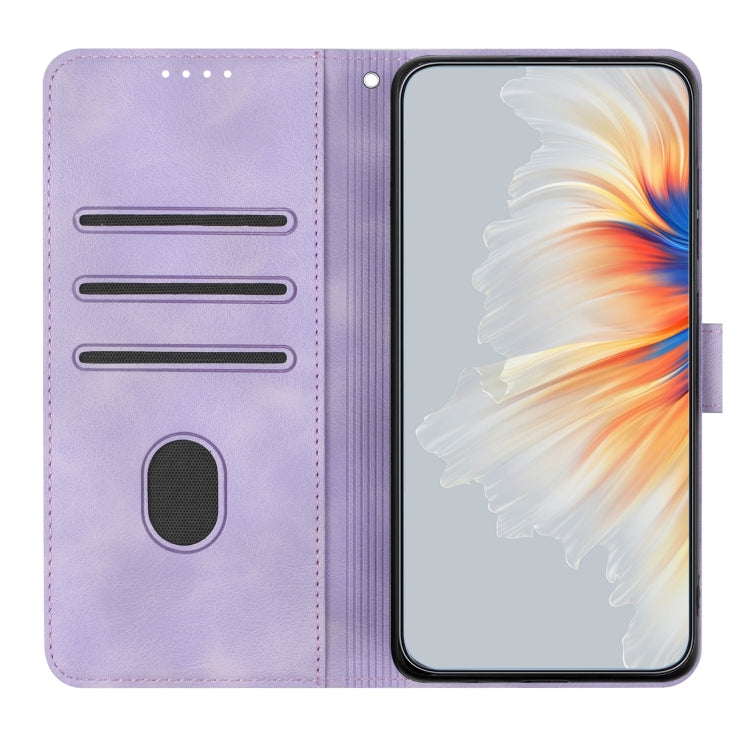 For iPhone 16e Heart Pattern Skin Feel Leather Phone Case(Purple) by bashfashion