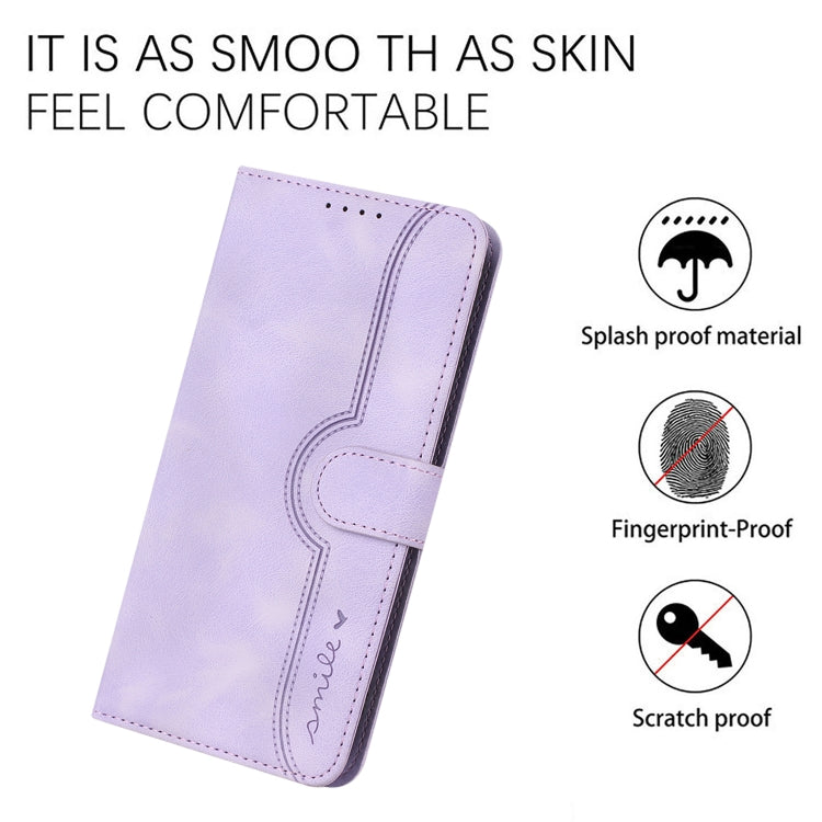 For iPhone 16e Heart Pattern Skin Feel Leather Phone Case(Purple) by bashfashion