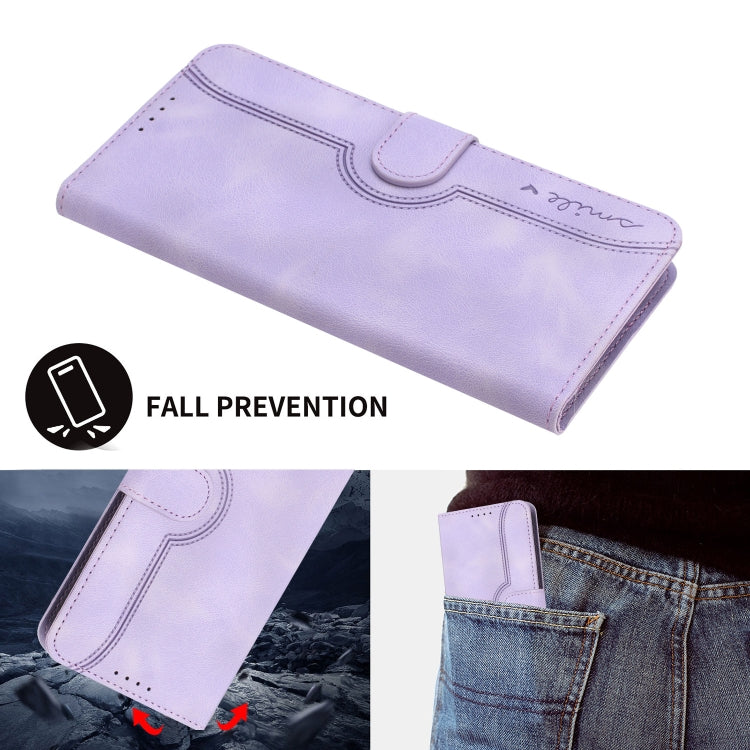 For iPhone 16e Heart Pattern Skin Feel Leather Phone Case(Purple) by bashfashion